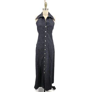VTG Blousecraft by Maxime de La Falaise Denim Dress Womens 8 Maxi Sleeveless